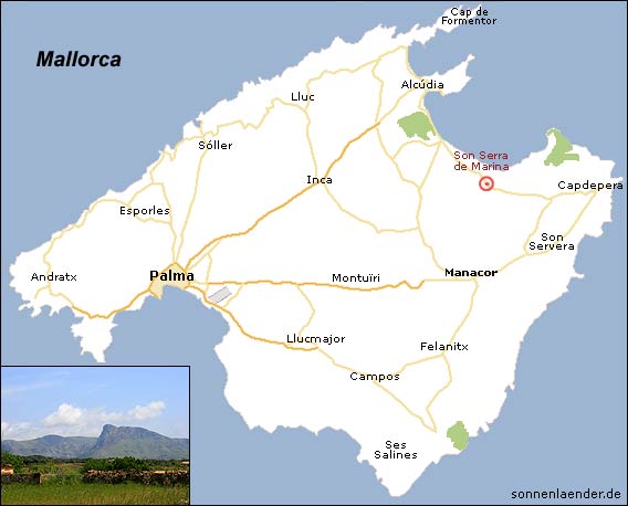 Karte / Position: Berge bei Son Serra de Marina, Mallorca