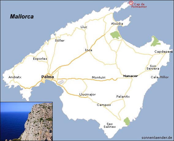 Karte / Position: Cap de Formentor, Mallorca