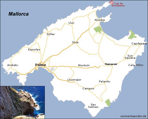 Karte / Position: Cap de Formentor, Mallorca