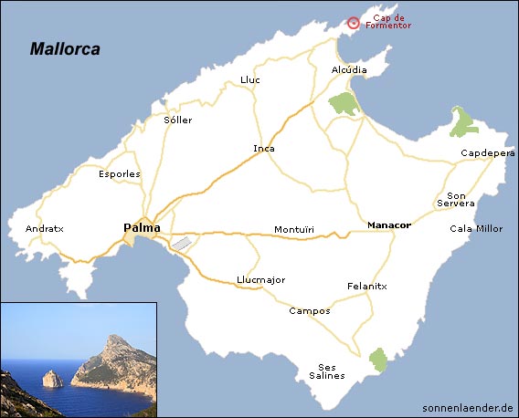 Karte / Position: Cap de Formentor, Mallorca