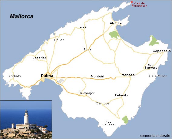 Karte / Position: Leuchtturm am Cap de Formentor, Mallorca