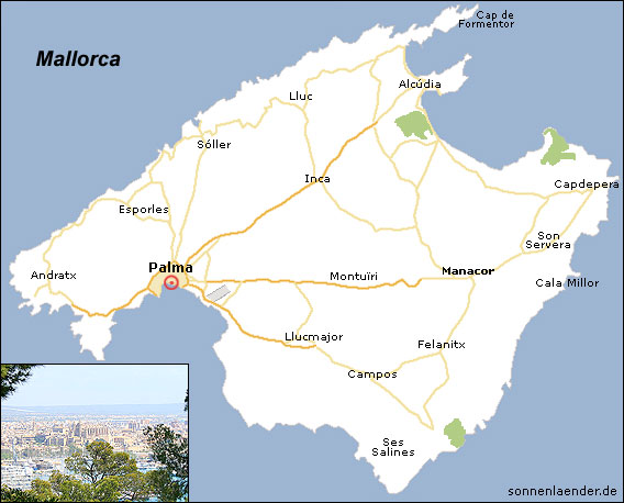 Karte / Position: Panorama von Palma mit Kathedrale La Seu