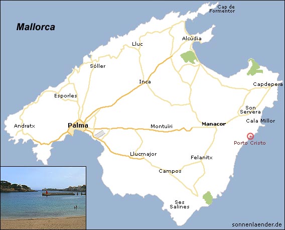 Karte / Position: Bucht von Porto Cristo