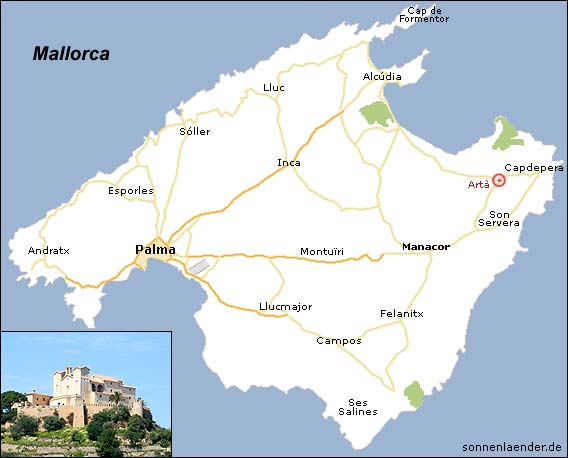 Karte / Position: Wallfahrtskirche Sant Salvador, Mallorca